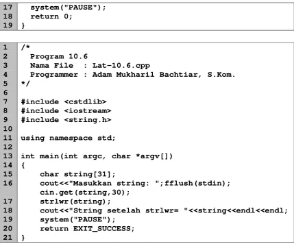 Gambar 10.6 Hasil eksekusi program Lat 10.6 