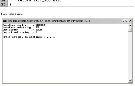 Gambar 10.8 Hasil eksekusi program Lat 10.8 