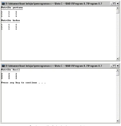 Gambar 8.7 Hasil eksekusi program Lat 8.7 