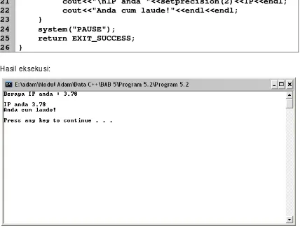 Gambar 5.2 Hasil eksekusi program Lat 5.2 