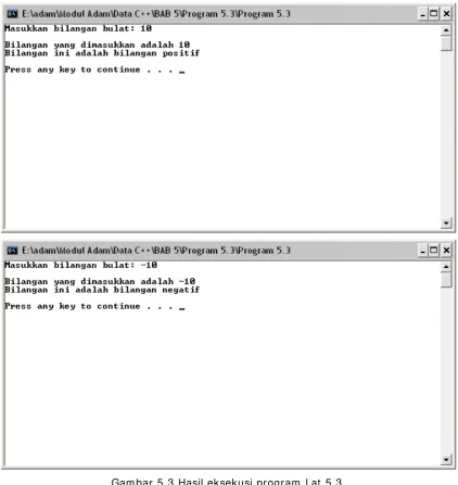 Gambar 5.3 Hasil eksekusi program Lat 5.3 