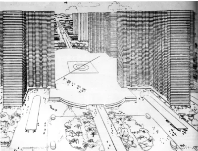 Gambar 5: suatu model yang menggambarkan ide Wright tentang broadacre city sebagai sebuah kota yang ideal