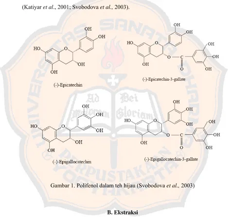 Gambar 1. Polifenol dalam teh hijau (Svobodova et al., 2003) 