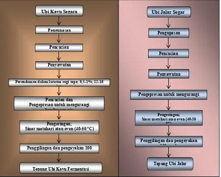 Gambar 1. Diagram Alir Pengolahan Tepung Ubi Kayu Fermentasi (Mokaf)  