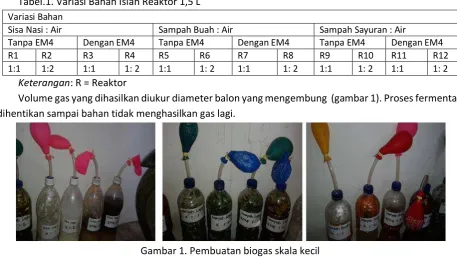 Gambar 1. Pembuatan biogas skala kecil 