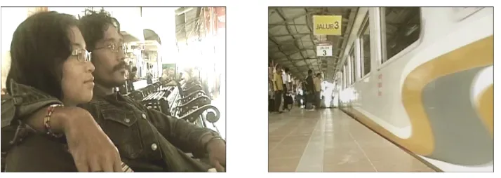 Gambar 5 dan 6. Contoh screen direction pada adegan di stasiun. 