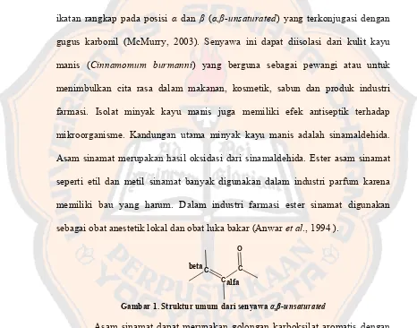 Gambar 1. Struktur umum dari senyawa  α,β-unsaturated 