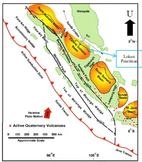 Gambar 2.1  Elemen Tektonik yang mempengaruhi Cekungan Sumatra Tengah   (Heidrick dan Aulia, 1996) 