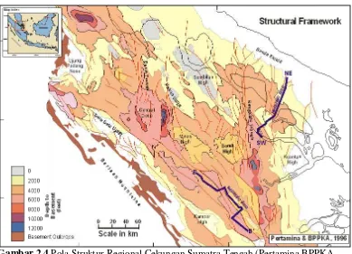 Gambar 2.4 Pola Struktur Regional Cekungan Sumatra Tengah (Pertamina BPPKA,  