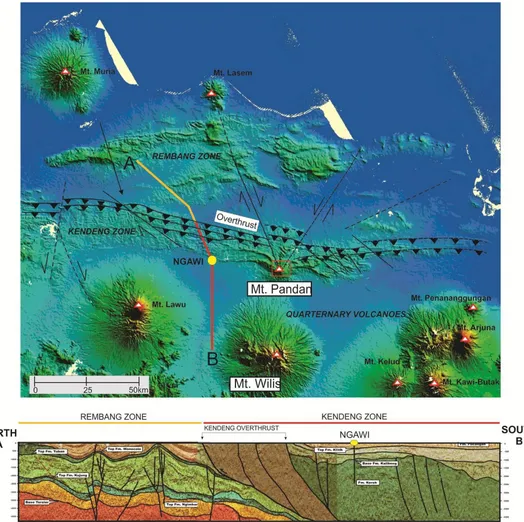Fig. 23: NE-SW Faults (Kali Banjar and Kali Sambongrejo lateral faults) and NW-SE Fault (Bladogan lateral fault) 
