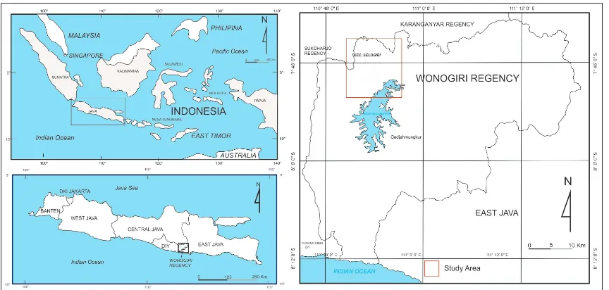 Figure 1: Location map of Selogiri area, Wonogiri.