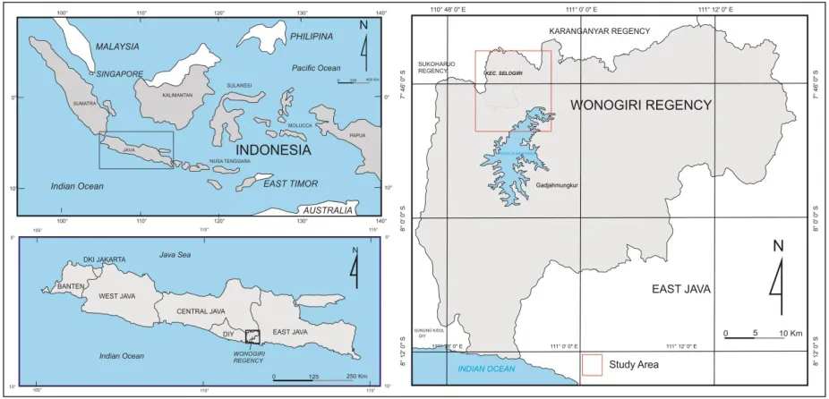 Figure 1. Location map of Selogiri area, Wonogiri 