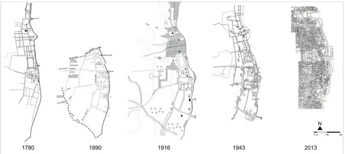 Gambar 7:  Peta Kota Ternate sejak 1780 hingga 2013. 