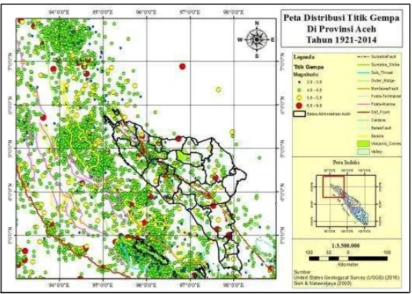 Figure 2. Distribution map of earthquake points in Aceh Province  