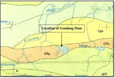 Figure 1. The upper appearance of Gondang Dam from Google Earth. 