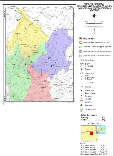 Gambar 1. Peta Lokasi dan batas adminitrasi daerah penelitian 