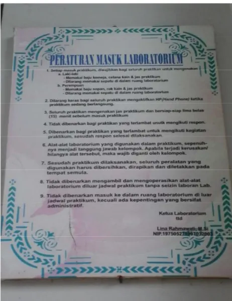 Gambar 6: Peraturan Tertulis Laboratorium Biologi 