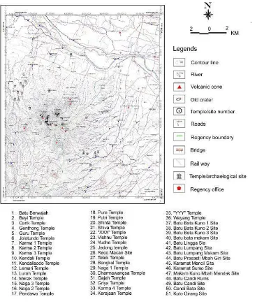 Figure 6. Map showing distribution of temples and archaeological sites 
