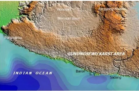 Fig 3. Satellite image of the Gunungsewu Area (Pacitan Regency data, 2011) 