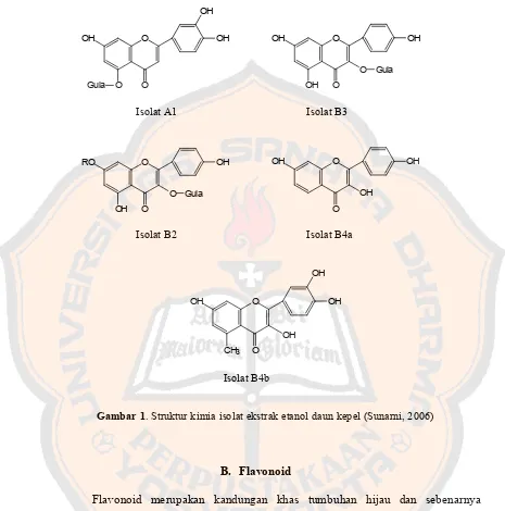 Gambar 1. Struktur kimia isolat ekstrak etanol daun kepel (Sunarni, 2006)  