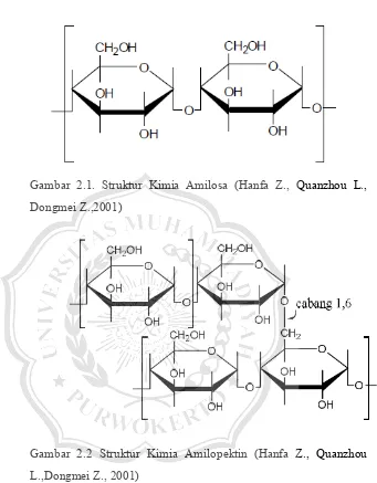 Gambar 2.1. Struktur Kimia Amilosa (Hanfa Z., Quanzhou L., 