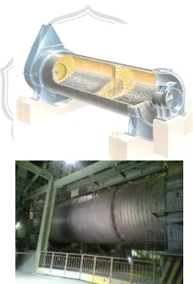 Gambar 2.7 Detail  ball mill dan unit ball mill di PT Holcim Indonesia Tbk. Pabrik Cilacap 