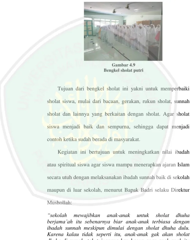 Gambar 4.9  Bengkel sholat putri 