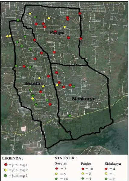 Gambar 5. Peta Taksiran Persalinan di Wilayah Kerja Puskesmas I Denpasar Selatan Bulan Juni 2011
