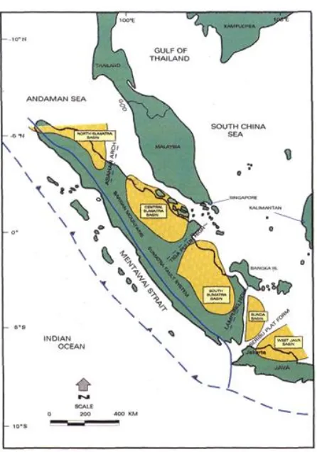 Figure 3. Location of the Central Sumatra Basin and its boundaries (Koning & Darmono, 1984 in Wibowo, 1995)