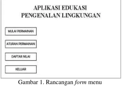 Gambar 1. Rancangan form menu 