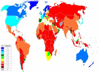 Tabel 1. Peta Indeks Persepsi Korupsi (IPK) di Seluruh Dunia 