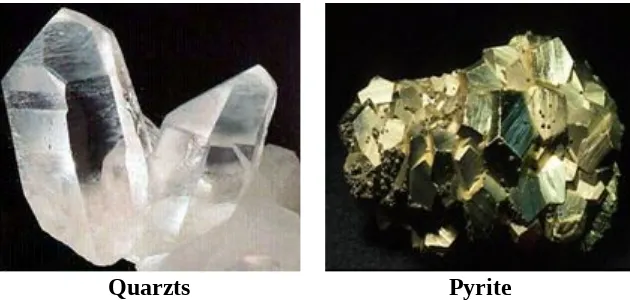 Gambar 3.2  Berbagai jenis mineral yang memperlihatkan struktur kristal
