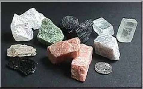 Gambar 3.3  Berbagai jenis mineral yang umum dijumpai sebagai penyusun batuan