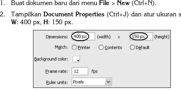 Gambar 3.44 Pengaturan ukuran stage pada Document Properties 