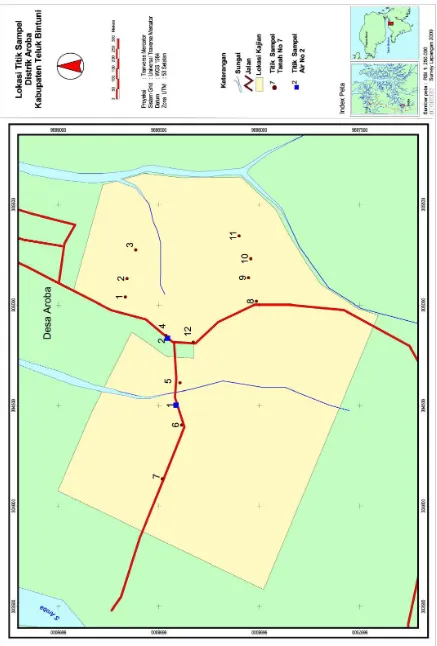 Gambar 8. Peta lokasi pengambilan titik sampel tanah dan air