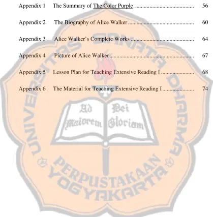 TABLE OF APPENDICES 