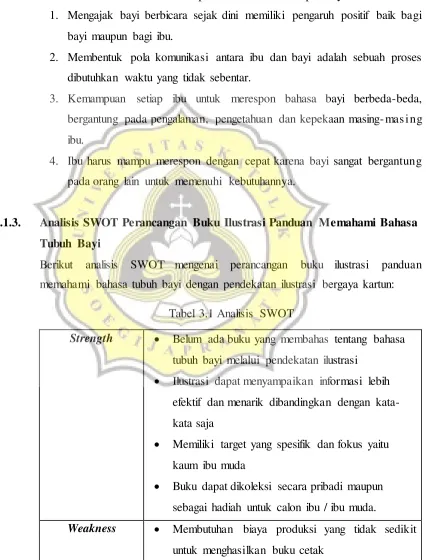 Tabel 3.1 Analisis SWOT  