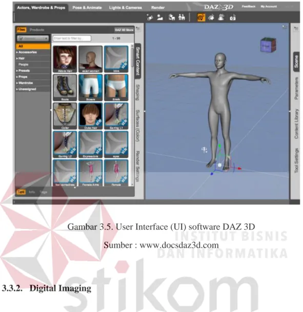 Gambar 3.5. User Interface (UI) software DAZ 3D  Sumber : www.docsdaz3d.com 