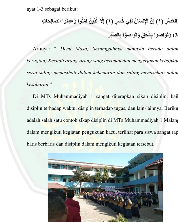 Gambar 4.3 Contoh Sikap Disiplin di MTs Muhammadiyah 1 Malang 
