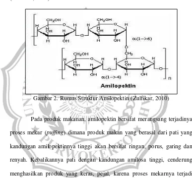 Gambar 2. Rumus Struktur Amilopektin (Zulfikar, 2010) 