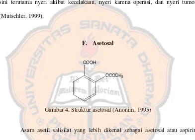 Gambar 4. Struktur asetosal (Anonim, 1995) 
