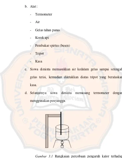 Gambar 3.1 Rangkaian percobaan pengaruh kalor terhadap suhu benda 