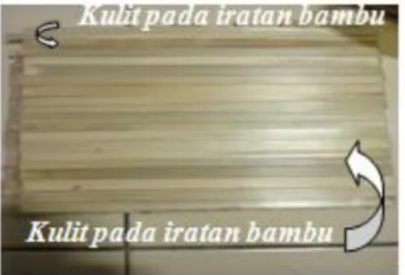 Gambar 5. Kulit bambu dan  node yang  terdapat pada penyusunan iratan bambu kayu 