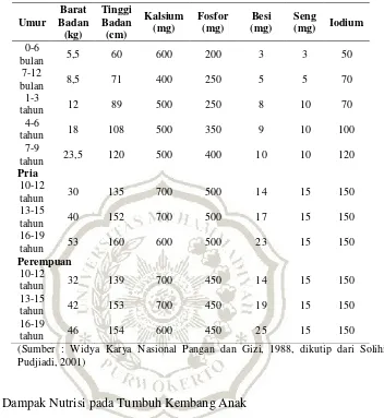 Tabel 1.8 Kebutuhan Mineral Per Hari 