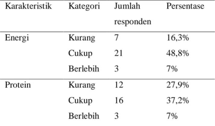 Tabel 3 Asupan Gizi Makro Responden 