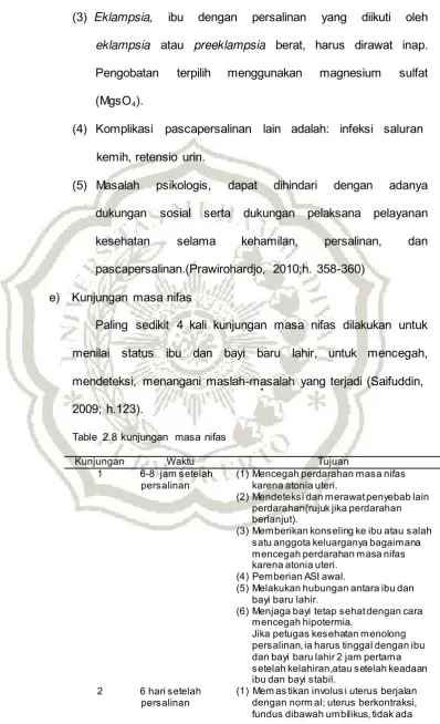 Table 2.8 kunjungan  masa nifas 
