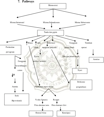 Gambar 2.2 pathways mioma uteri. Sumber : (Prawirohardjo, 2005) dan (Nanda, 