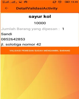 Gambar 3.6.3 Antar Muka Terima pesanan 