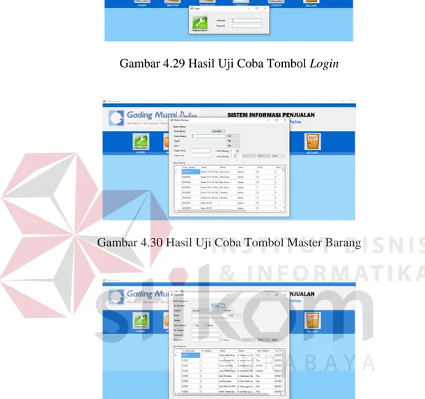 Gambar 4.30 Hasil Uji Coba Tombol Master Barang 