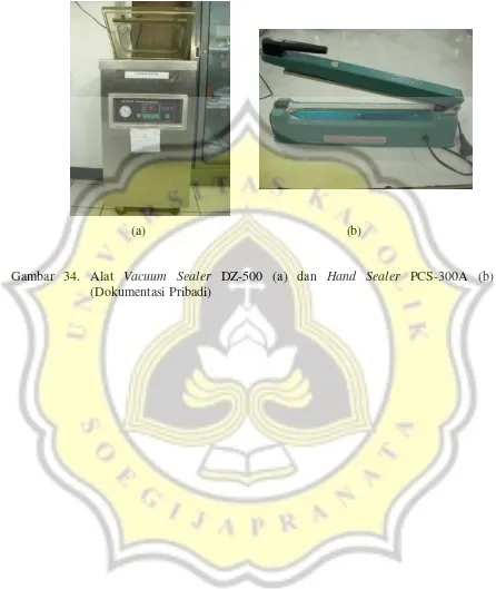 Gambar 34. Alat Vacuum Sealer DZ-500 (a) dan Hand Sealer PCS-300A (b) 